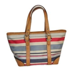 Vintage COACH Hamptons Mini Red White Blue Stripe Tote Bag